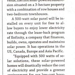 HOUSING DEVELOPER TO BUILD SOLAR-POWERED HOME IN BATANGAS