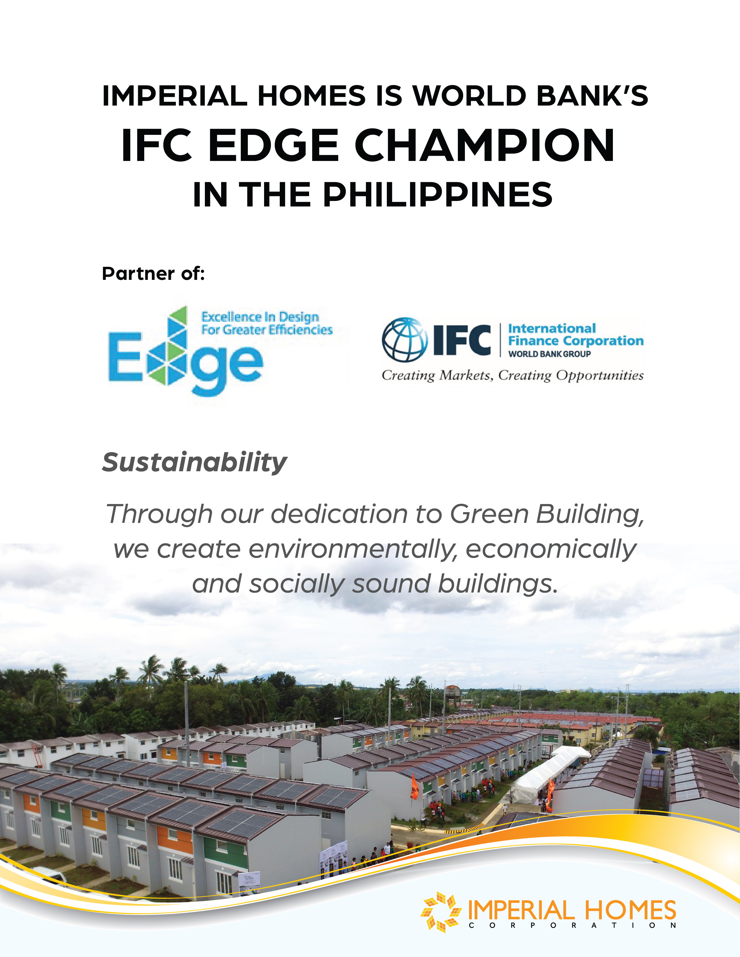 Imperial Homes is World Bank's IFC EDGE CHAMPION in the Philippines